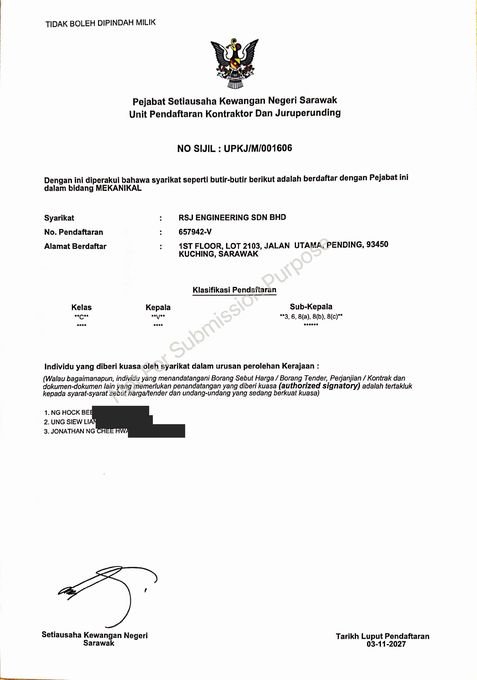 UPKJ Mechanical certificate